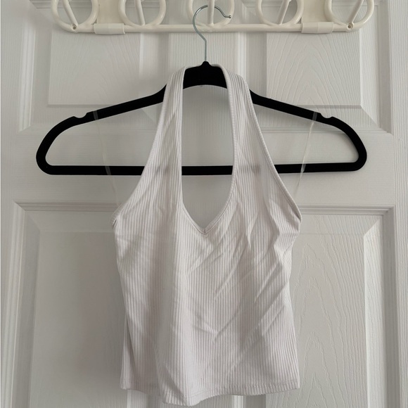 Garage White Ribbed Halter Top - Picture 1 of 2
